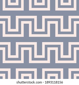 Vector geometric lines seamless pattern. Simple texture with stripes, horizontal snake lines, zigzag. Abstract geometry. Soft blue colored graphic background. Simple ornament. Minimal repeat design
