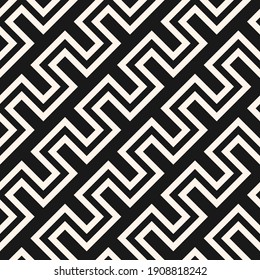 Vector geometric lines seamless pattern. Simple texture with stripes, diagonal snake lines, zigzag. Abstract geometry. Blue and white graphic background. Stylish geo ornament. Dark repeat design