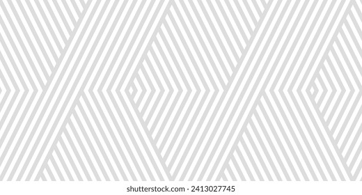 Vector geometric lines seamless pattern. White and gray abstract graphic striped ornament. Simple geometry, stripes, zigzag, chevron. Subtle modern linear background. Design for decor, print, package