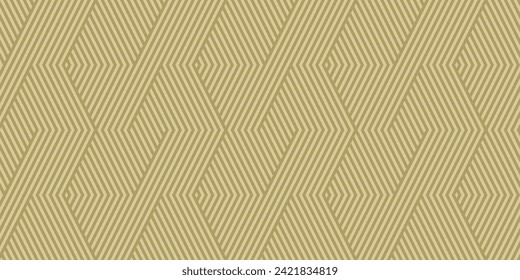 Vector geometric lines seamless pattern. Golden abstract graphic striped ornament. Simple geometry, stripes, zig zag, chevron. Subtle modern luxury gold linear background. Elegant repeated geo design