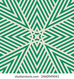 Vector geometric lines seamless pattern. Modern funky texture with stripes, broken lines, chevron, star. Simple geometry. Green and beige color. Repeated background. Stylish design for decor, print