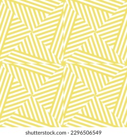 Vector geometric lines, stripes pattern. Retro 1970-1980's style. Abstract graphic striped ornament. Simple funky yellow optical art texture. Stylish background. Repeat design for decor, print, cover