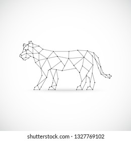 Vector geometric Lioness illustration. Abstract polygonal Lioness design template isoleted on white background.