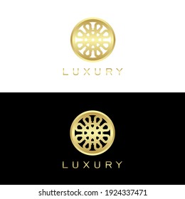 Vector geometric logo design in gold color