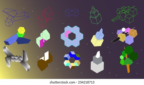 Vector Geometric Logotypes Set. Futuristic Logo