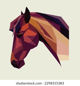 Icono plano del caballo de aspecto geométrico del vector