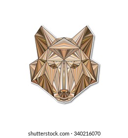 Vector geometric low poly colorful illustration of a wolf head.