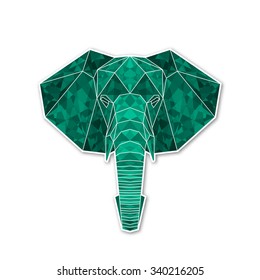 Vector geometric low poly colorful illustration of a elephant head.