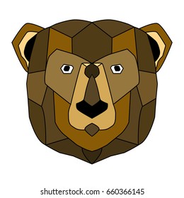 Vector geometric low poly illustration of bear head.