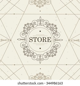 Vector geometric luxury frame with space for text in elegant line style.