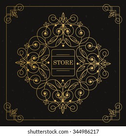 Vector geometric luxury frame with space for text in elegant line style.
