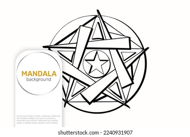 Estrella vectorial geométrica Mandala Ornate   blanco y negro Perfecto para colorear páginas del libro papel de pared diseño de mosaico camisa tarjeta de saludo pegatina patrón encaje y tatuaje O decoración