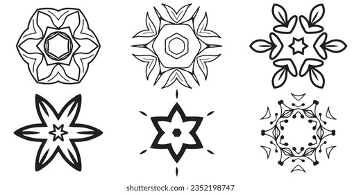 Vector Geometric mandala pattern icon set. Mediterranean seamless pattern. Floral mandala set. Ornament oriental pattern, vector illustration. Islamic, Arabic, Turkish, Chinese, ottoman etc.