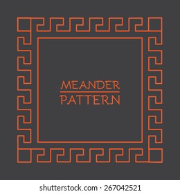 Vector geometric meander frame in trendy line style. 