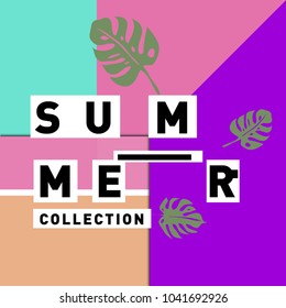 Vector geometric Memphis summer collection poster. Design template for summer holiday season.