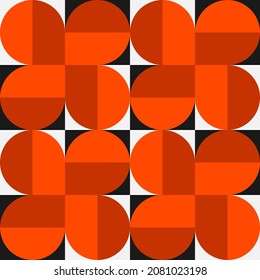 Vector geometric minimalist background in bauhaus style with simple round shape. Abstract scandinavian orange pattern design for web banner, business presentation, brand package, fabric print.