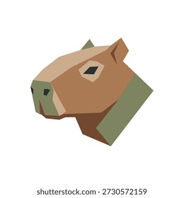 Vector de una cabeza de capibara geométrica y minimalista