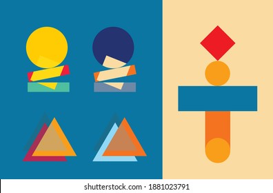 Vector geometric minimalistic artwork poster with simple geometrical shapes. Abstract vector pattern design.