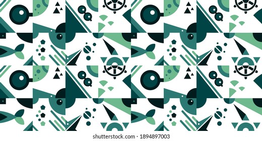 Vector geometric minimalistic artwork poster with simple geometrical shapes. Abstract vector pattern design for web banner, presentation, branding, print, poster, flyer, card