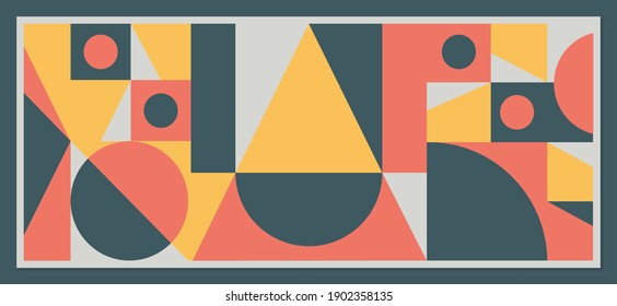 Vector geometric minimalistic artwork poster with simple shape and figure. Abstract vector pattern design for web banner, business presentation, branding package, fabric print, wallpaper