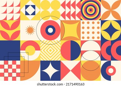 Vector geometric minimalistic artwork with simple geometrical shapes. Abstract vector pattern design