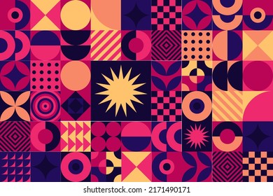 Vector geometric minimalistic artwork with simple geometrical shapes. Abstract vector pattern design