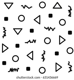Vector geometric models. Universal Repeated abstract shapes. Modern design, background for printing, decoration in black and white.