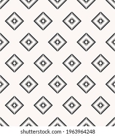 Vector geometric modern black and white cream color square shape seamless pattern background. Use for fabric, textile, cover, interior decoration elements, wrapping.