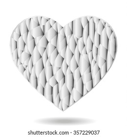 Vector Geometric Mosaic Heart. Abstract polygonal heart. Polygonal heart isolated. Black and white