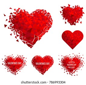 Vector geometric Mosaic Heart. Holiday design template template. Valentine's Day. Glitter Love confetti.