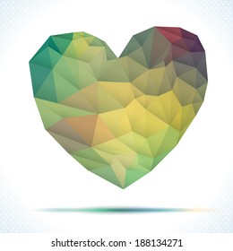 Vector Geometric Mosaic Heart . Template for Valentines Day Design 