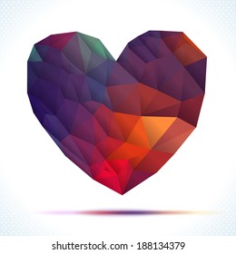 Vector Geometric Mosaic Heart . Template for Valentines Day Design. Abstract polygonal heart. Love symbol. 
