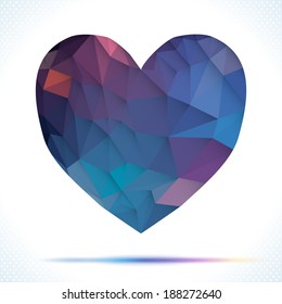 Vector Geometric Mosaic Heart . Template for Valentines Day Design. Abstract polygonal heart. Love symbol. 