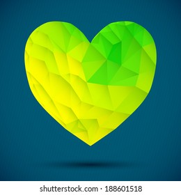 Vector Geometric Mosaic Heart . Template for Valentines Day Design. Abstract polygonal heart. Love symbol. 