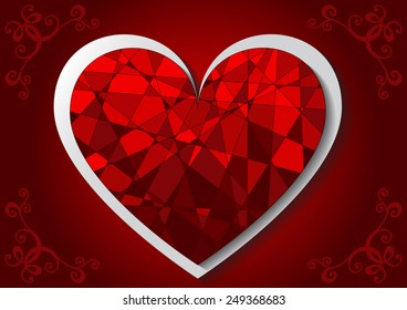 Vector Geometric Mosaic Heart . Template for Valentines Day Design