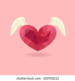 Vector Geometric Mosaic Heart . Template for Valentines Day Design