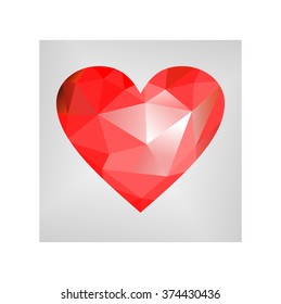 Vector Geometric Mosaic Heart . Template for Valentines Day Design