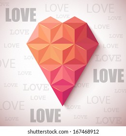 Vector Geometric Mosaic Heart for Valentines Day Design