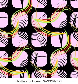 Vector - Geometric motives seamless pattern, colorful.