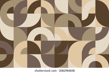 Vector geometric mural background. Abstract composition made with geometrical shapes in Bauhaus style. Neutral colors. Delicate design for banner, poster, prints, cards, textile, fabric. EPS 10.  