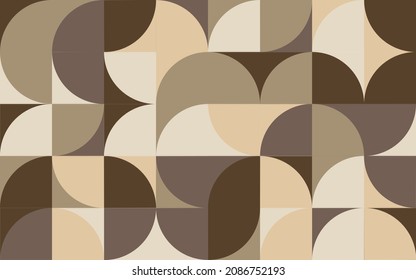 Vector geometric mural background. Abstract composition made with geometrical shapes in Bauhaus style. Neutral colors. Delicate design for banner, poster, prints, cards. EPS 10.  