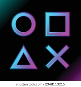 Vector of Geometric neon, bright banners collection, Joystick icon,  neon sign, signboard, light banner. Game logo neon.