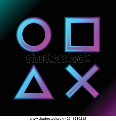 Vector of Geometric neon, bright banners collection, Joystick icon,  neon sign, signboard, light banner. Game logo neon.