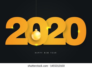 Vector geometric number 2020 in modern layout paper cut 3d style. Happy new year design concept. Minimalistic trendy illustration for branding banner, cover, poster, card.