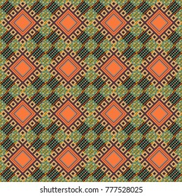 Vector geometric orange, brown and yellow seamless background.