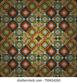Vector geometric orange, yellow and brown seamless background.
