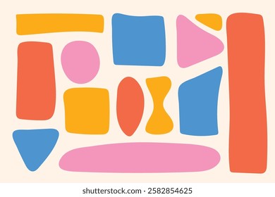 Vector geometric organic shapes. Hand drawn text boxes. Organic flat drops. Abstract liquid shapes. Set empty geometric elements for design: circle oval triangle rectangle
