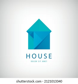 Vector Geometric Origami Abstract House Logo. Use For Real Estate, Architecture, Construction And Building Icons. 