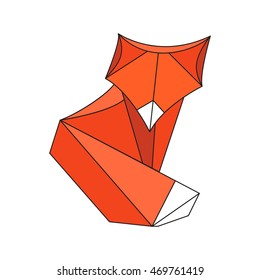 Vector geometric origami fox