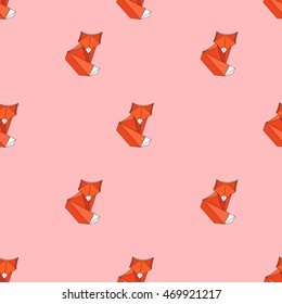 Vector geometric origami fox pattern